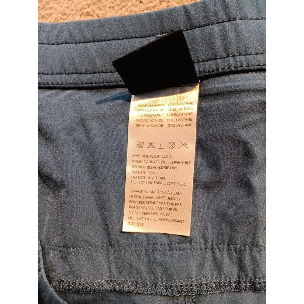 Purolla Men's Lightweight Athletic Pants Blue Nylon Stretch Zip Pockets Size XXL